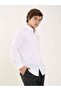 Men's Slim Fit Long Sleeve White Shirt - 4