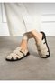 Melodi Shoes Lioara Women's Handmade Gold Buckle Suede Slippers - 2