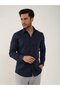 Men's Slim Fit Long Sleeve Navy Blue Shirt
