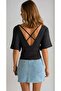 Women's Double-Collar Open Back Bat-Sleeve Sleeves Knitted Fabric Bluz