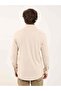 Men's Slim Fit Long Sleeve Beige Knitted Shirt - 5