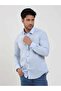 Men's Slim Fit Long Sleeve Blue Checkered Shirt - 3