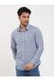 Men's Slim Fit Long Sleeve Blue Shirt - 2