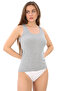 Tutku Women's Gray 3 Pack Cotton Ribbed Thick Strap Body Undershirt - 2