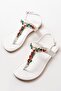 152-1110 White Multi Stone Flip Flops Women's Sandals - 2