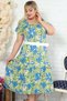 Madonna Collar Floral Short Sleeve Belted Comfortable Special Design Dress - 2