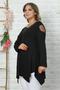 Special Design, Comfortable, Flowing, Tulle at the Neckline and Shoulders, Front Sequin Detail, Long Sleeves, Asymmetrical, Stretchy Tunic - 3
