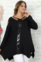 Special Design, Comfortable, Flowing, Tulle at the Neckline and Shoulders, Front Sequin Detail, Long Sleeves, Asymmetrical, Stretchy Tunic - 5