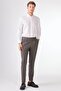 Brown Men's Slim Fit Melange Patterned Classic Trousers - 2