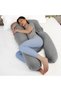 Organic U Shaped Maternity Pillow with Detachable Back Support-Light Grey - 2
