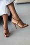 Premium Matte Tan Cross-Over 10 cm Women's Heeled Shoes - 5