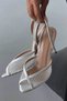 Arlo White Satin Heeled Shoes with Stone Detail 10 cm - 7
