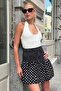 Women's Black Gipeli Polka Dot Pleated Mini Skirt Vs00202 - 7