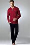 5454 Men's Long Sleeve Pajama Set-Burgundy