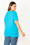 Women's Plus Size Turquoise, Cotton Fabric, Crew Neck, Short Sleeve Blouse 65N39056 - 5