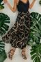 Women's Black Casual Chain Patterned Regular Cut Midi Length Skirt