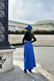 Women's Saxe Front Half Slit, High Waist, Pocket Long Gabardine Skirt - 2