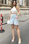 Women's Baby Blue Cross Tie Detail, Anti-Sweat Cotton, Imported Muslin Fabric Skirt Shorts - 5