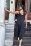 Women's Black Imported Muslin Fabric, Rope Strap, Asymmetric Cut, Sweatproof, Loose Jumpsuit - 7