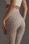 Women's Leopard Patterned High Waist Slim Fit Lycra Gray Cream Push up Ribbed Leggings - 9