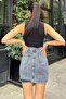 Black High Waist Pocket Mini Denim Skirt - 2