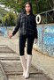 Black & Color Plaid Tweed Fabric, Double Pockets, Long Loose Shirt Jacket - 5