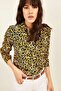 Women's Mustard Leopard Patterned Classic Collar Long Sleeve Regular Cut Standard Size Shirt - 4