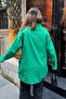 Women's Green Tericotone Fabric, Slit, Comfortable Long Shirt - 7