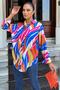 Women's Multi Color Loose Cut Patterned Satin Shirt - 6