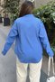 Women's Cobalt Blue Epaulettes and Staple Detailed, Loose Cut, Sweatproof, Poplin Shirt - 2