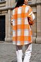 Orange Plaid Print, Double Pocket Detail, Oversize Cutting, Jacket Shirt - 2
