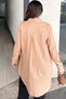 Women's Brown Long Sleeve, Wooden Button Detail, Pleated Back, Loose and Long, Cotton Tunic Shirt - 4
