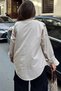 Women's Beige Epaulettes and Staple Detail, Loose Cut, Sweatproof, Poplin Shirt - 6