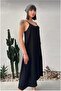 Akşın Women's Black Striped Palazzo Trousers Oversize Cut - 3