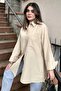Women's Beige Tericotone Fabric, Slit, Comfortable Long Shirt - 3