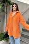 Women's Orange Tericotone Fabric, Slit, Comfortable Long Shirt