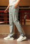 Men's, pleated detailed waist lace-up elastic, cotton trousers - 3