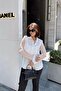 White Classic Collar, Long Sleeve, Plain Fabric, Regular Fit/Cut, Sleeves Polka Dot Tulle Shirt - 3