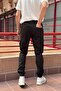 Black Men's Oversize Jogger Trousers with Elastic Waist and Legs and Cargo Pockets - 6