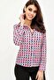 Women's Fuchsia Geometric Patterned Long Sleeve Shirt - Regular Fit, Standard Size - 4