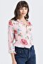 Women's Pink Modern Style Floral Patterned Long Sleeve Shirt - 4