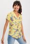 Women's Yellow Floral Print, Short Sleeve Shirt (Straight Fit, Standard Length) - 4
