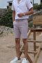 Men's, Summer, Waist Lace-up, Cotton, Linen Woven Shorts - 3