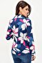 Women's Navy Blue Floral Patterned Polyester Shirt - Long Sleeve, Straight Fit, Standard Size - 2