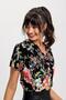 Women's Black Floral Print, Short Sleeve Shirt (Straight Fit, Standard Length) - 6