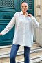 White Stone Detail Linen Classic Shirt - 6