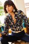 Women's Black Classic Collar Floral Print Long Sleeve Shirt, Regular Fit, Standard Size - 5