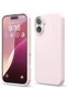 iPhone 16 Compatible Case with Velvet Camera Protection Raised Launch Silicone Cover Powder Pink