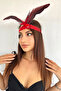 Red Color Feather Figured Charleston Hair Band - 2
