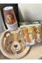 Retro (Coffee) Concept Birthday Baby Shower Plate Cup Corn Box Set with Teddy Bear - 5